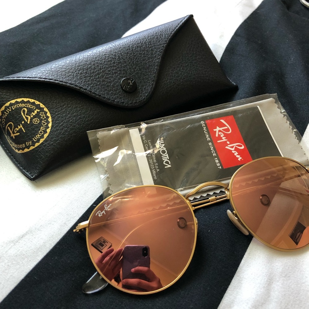 ROSE GOLD MIRRORED ROUNDED RAYBAN 52mm